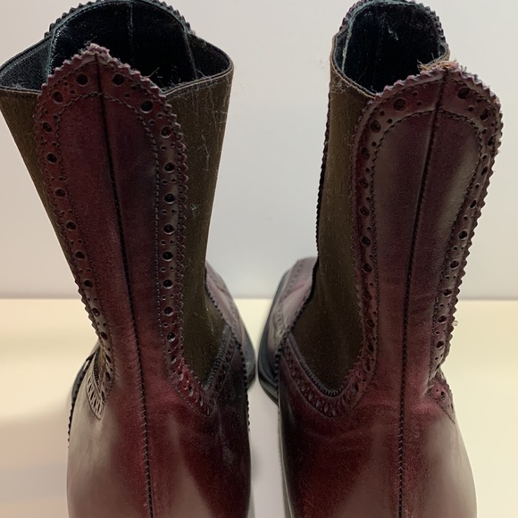Dolce & Gabbana Burgundy Square Toe Chelsea Leather Boots - Picture 5 of 12